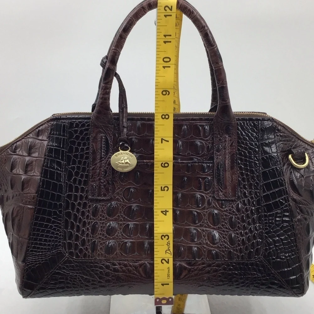 Brahmin Dark Brown Crocodile-Embossed Satchel